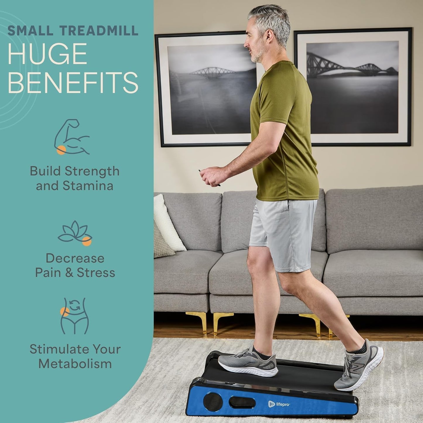 LifePro PacerMini Compact Walking Pad Treadmill with Incline Under Desk Portable Quiet Electric 3 MPH 220 lb Capacity