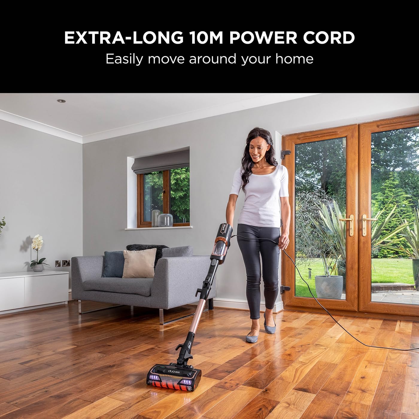 Shark HZ500UKT Corded Stick Vacuum Cleaner Anti Hair Wrap DuoClean Flexology 10m Cord 450W 10.6 lb Rose Gold