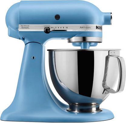 KitchenAid Artisan 5 Qt Tilt-Head Stand Mixer 325W 10-Speed with Flat Beater Dough Hook Wire Whip Pouring Shield 23 lb KSM150PS