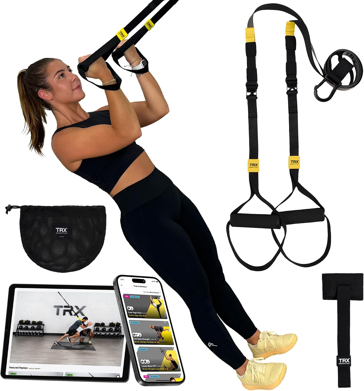 TRX GO Suspension Trainer Portable Bodyweight Home Gym Full Body Strength Training Equipment Grey
