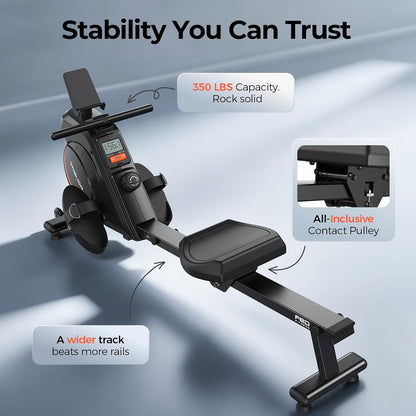 YOSUDA Magnetic Rowing Machine 16-Level Resistance Bluetooth App LCD Monitor 350 lb Capacity