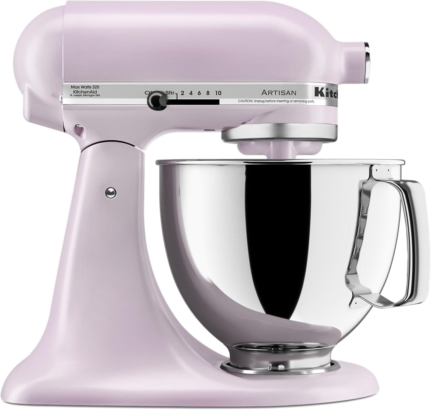 KitchenAid Artisan 5 Qt Tilt-Head Stand Mixer 325W 10-Speed with Flat Beater Dough Hook Wire Whip Pouring Shield 23 lb KSM150PS