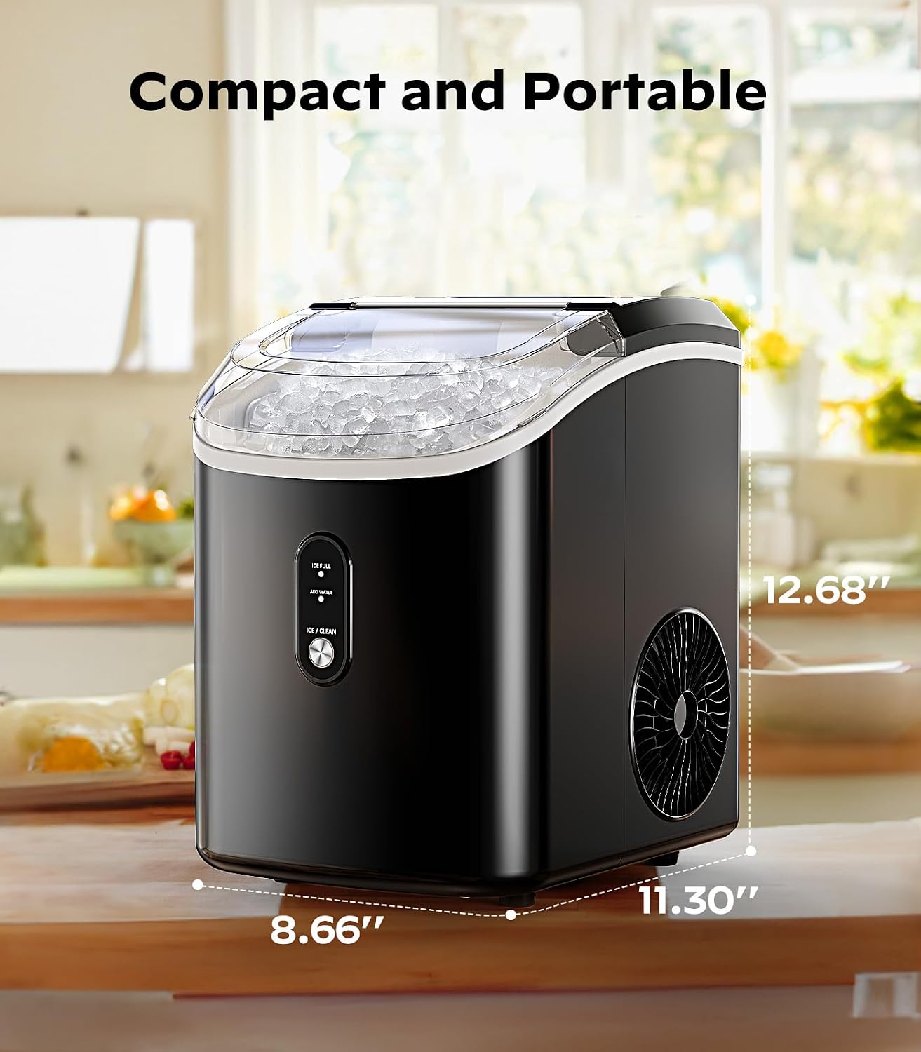Silonn Nugget Ice Maker Countertop Chewable Pellet Ice Machine Self-Cleaning 36 lbs/Day Portable Black