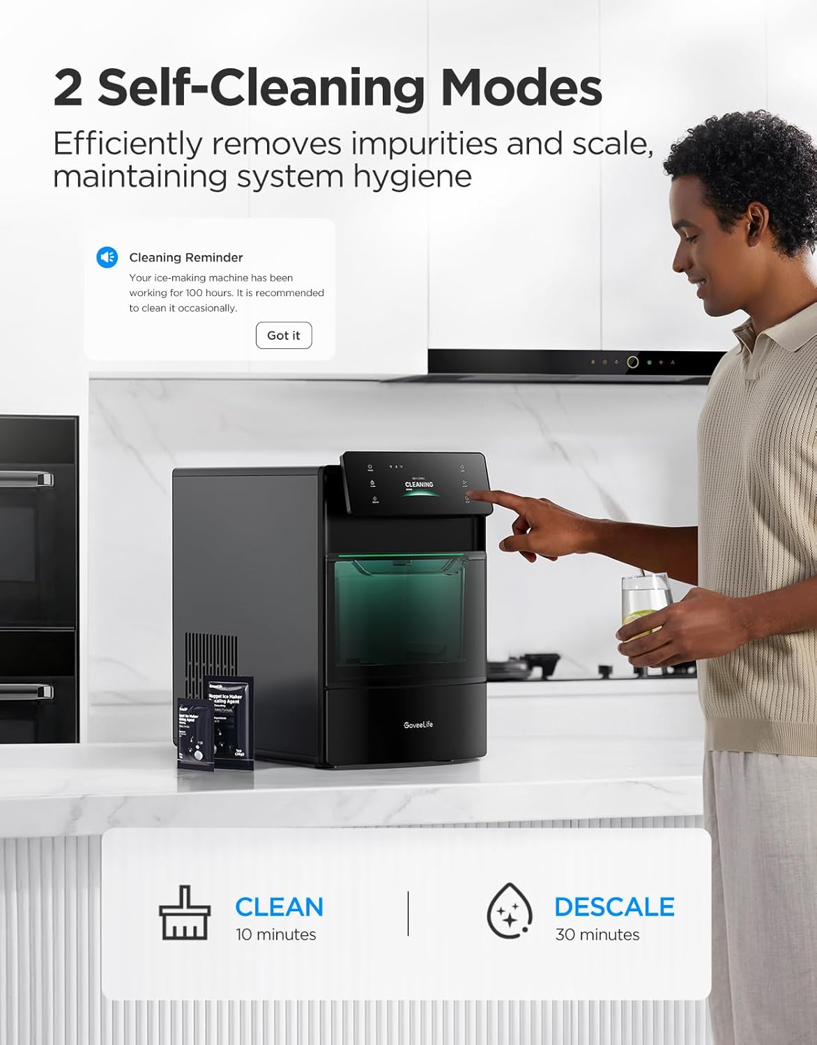 GoveeLife Smart Nugget Ice Maker Pro 60 lbs/Day 6-Minute Ice 40dB Ultra-Quiet App Control Self-Cleaning
