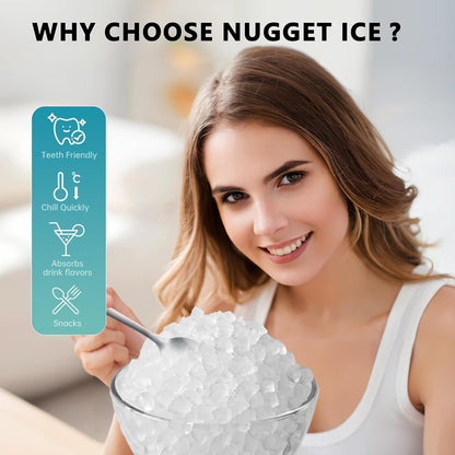 EUHOMY Nugget Ice Maker Countertop Chewable Pellet Ice Self-Cleaning 34 lbs/Day Portable