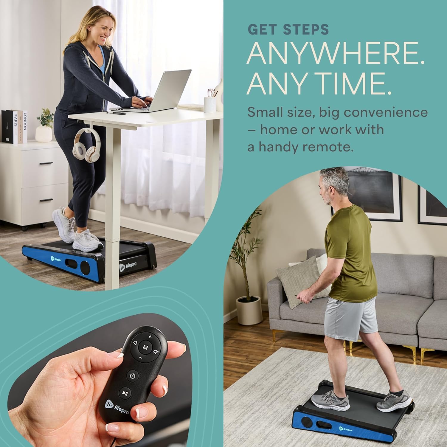 LifePro PacerMini Compact Walking Pad Treadmill with Incline Under Desk Portable Quiet Electric 3 MPH 220 lb Capacity