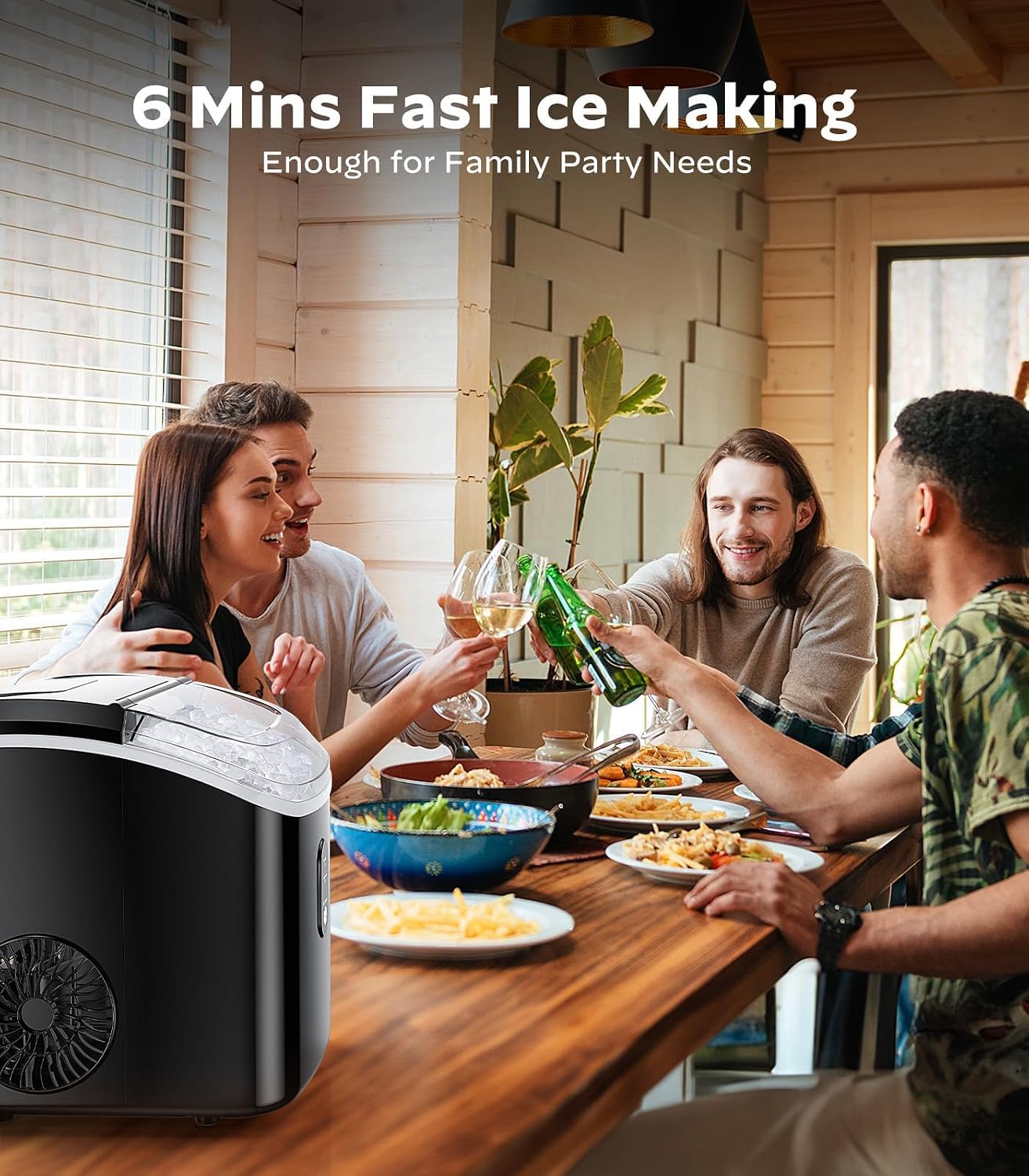 Silonn Nugget Ice Maker Countertop Chewable Pellet Ice Machine Self-Cleaning 36 lbs/Day Portable