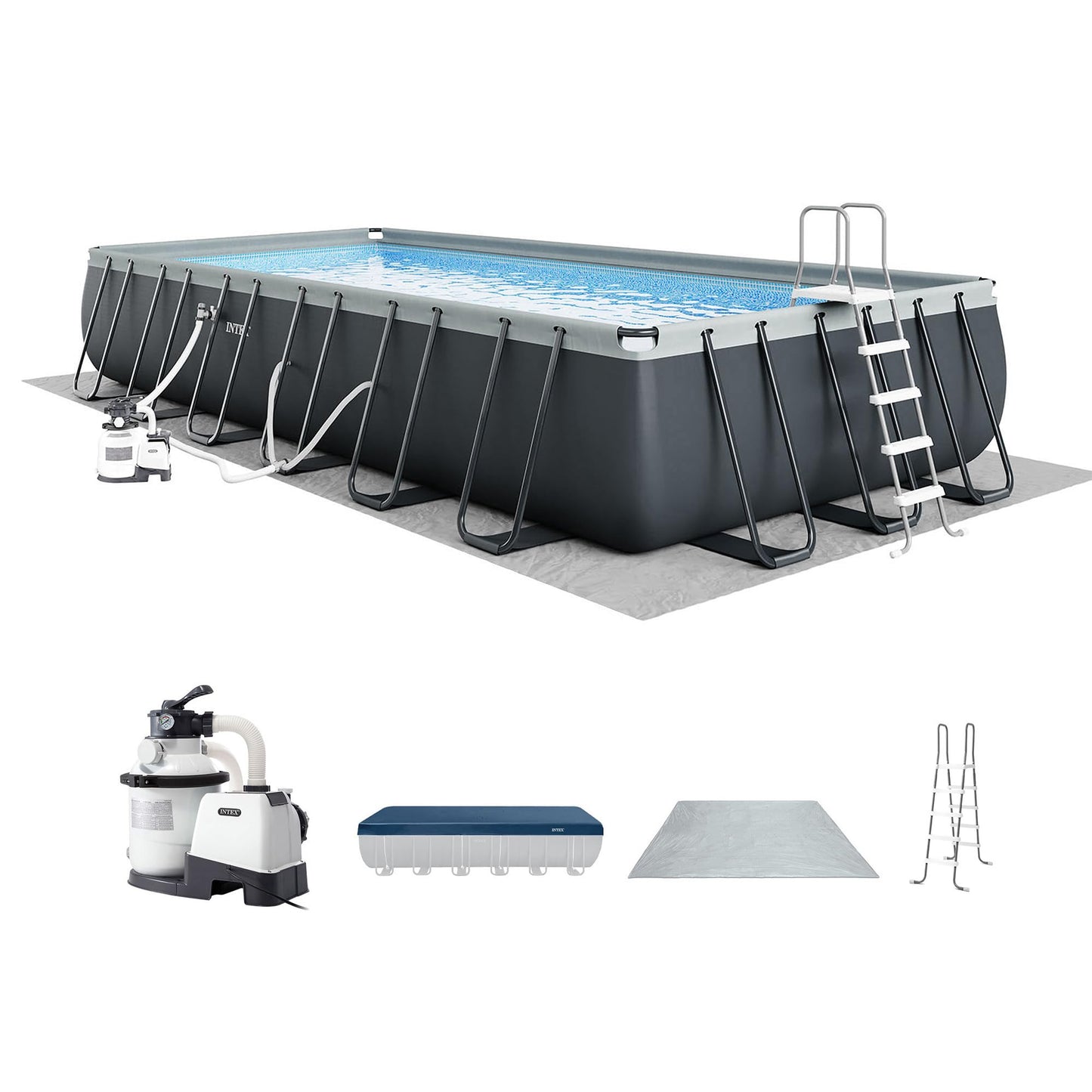 Ultra XTR 24 ft x 12 ft 52 in Above Ground Pool Set, Rectangular Swimming Pool