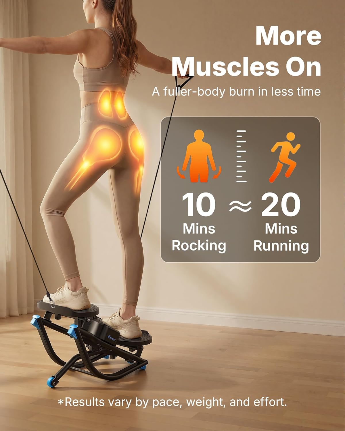 MERACH Rocking Stepper 3D Motion Balance Board with Resistance Bands 330 lb Capacity