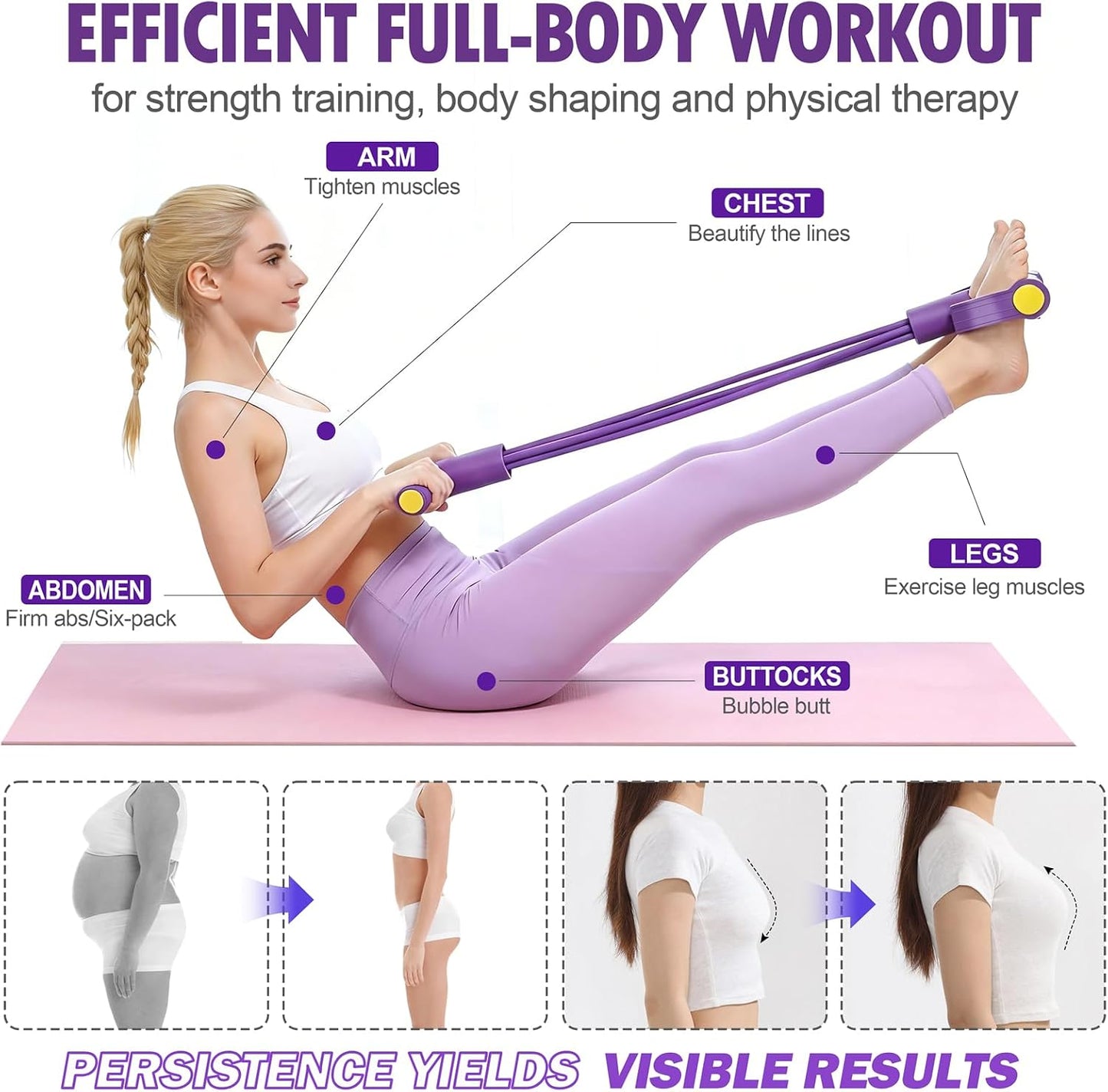 Wysperix 6-Tube Foot Pedal Resistance Band with Handles Multifunction Home Gym Equipment