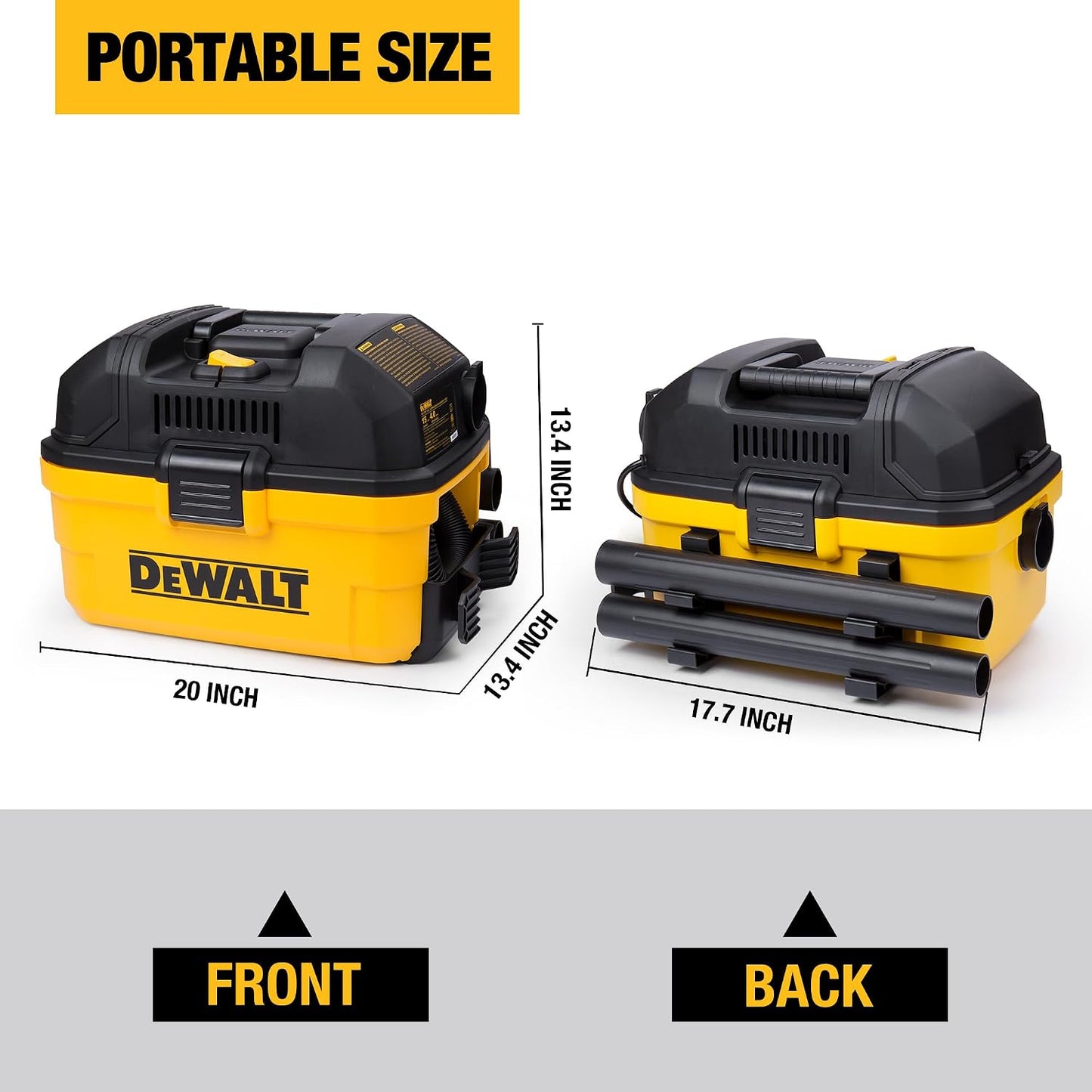 DEWALT DXV04T 4 Gallon 5 Peak HP Portable Corded Wet/Dry Shop Vacuum Yellow