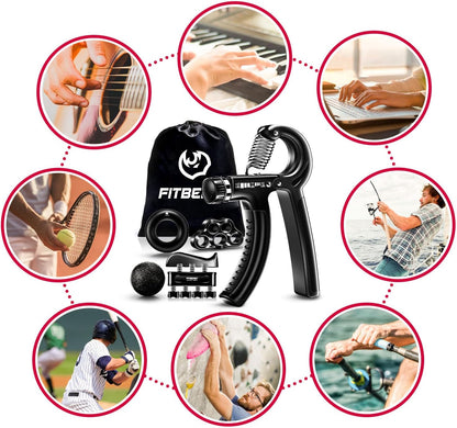 FitBeast Grip Strengthener Forearm Hand Grips Kit 5 Pack Adjustable Resistance 10-132 lbs