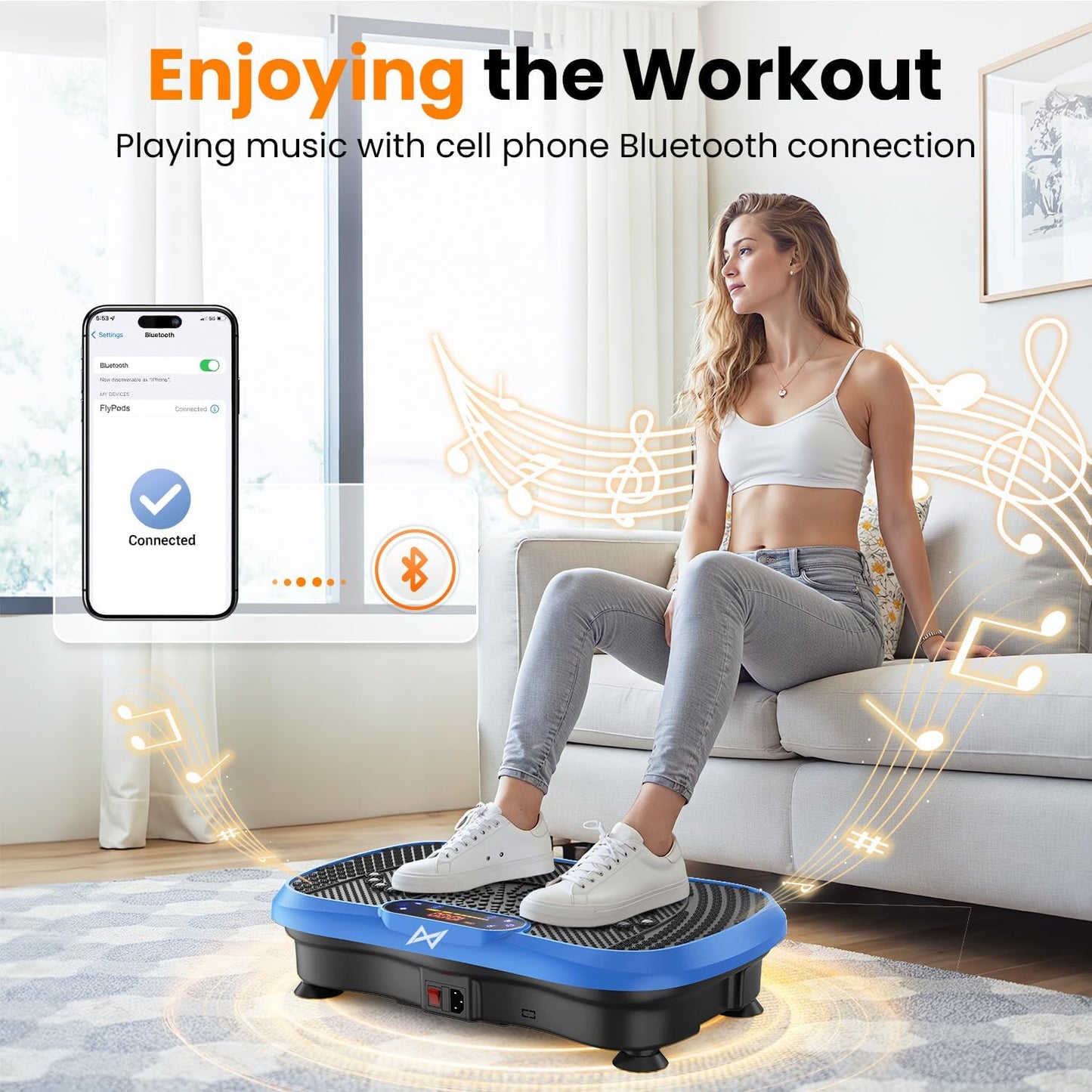 AXV Vibration Plate Exercise Machine Full Body Shaker with Resistance Bands Remote Control 120 Speed Levels 400 lb Capacity