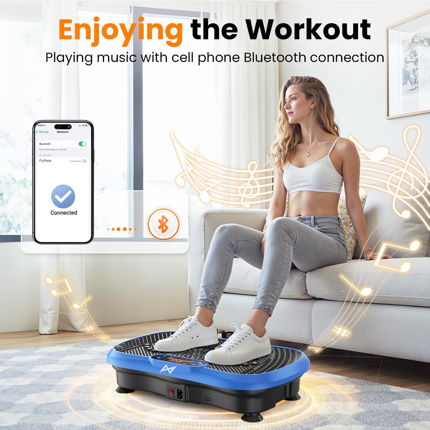 AXV Vibration Plate Exercise Machine 120 Speeds Remote Control Resistance Bands 400 lb Capacity
