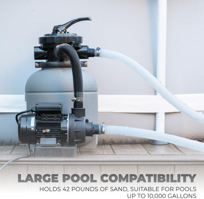 XtremepowerUS 12-Inch Above Ground Pool Sand Filter System 0.25 HP 2400 GPH Pump 7-Way Valve for Pools Up to 10,000 Gallons Black 75030