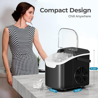 Antarctic Star Countertop Ice Maker 26 lbs/Day 6-Minute Bullet Ice Self-Cleaning Portable Black