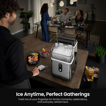 Kismile Nugget Ice Maker Countertop Chewable Pellet Ice Machine Self-Cleaning 35 lbs/Day Portable