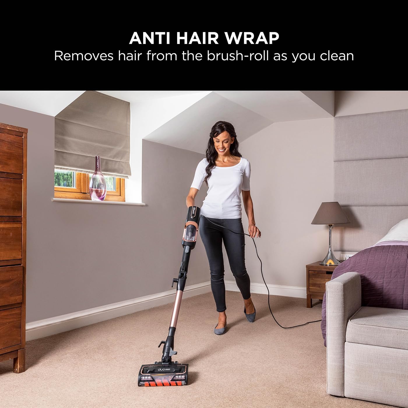 Shark HZ500UKT Corded Stick Vacuum Cleaner Anti Hair Wrap DuoClean Flexology 10m Cord 450W 10.6 lb Rose Gold