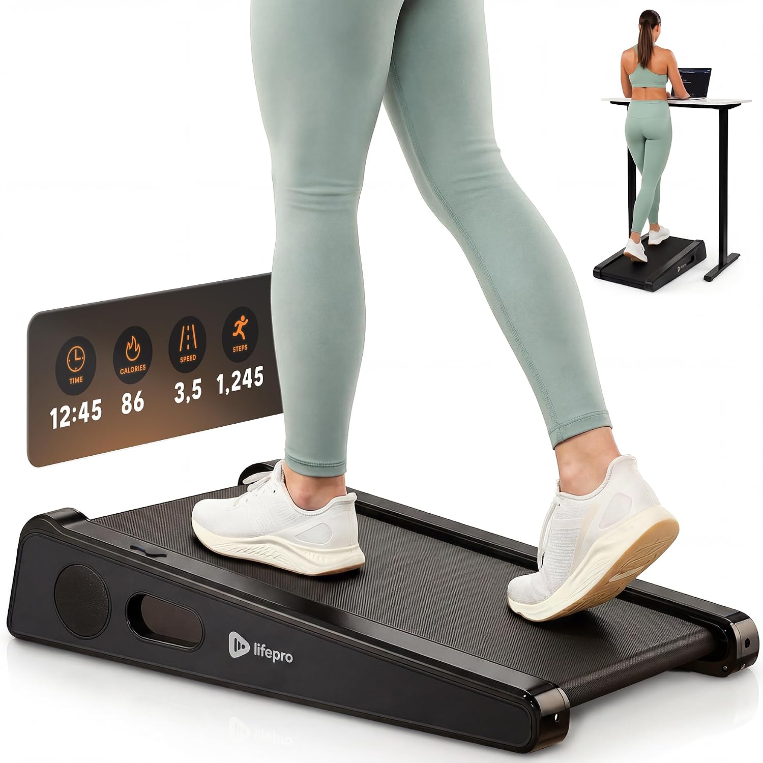 LifePro PacerMini Compact Walking Pad Treadmill with Incline Under Desk Portable Quiet Electric 3 MPH 220 lb Capacity
