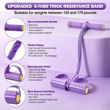 Wysperix 6-Tube Foot Pedal Resistance Band with Handles Multifunction Home Gym Equipment