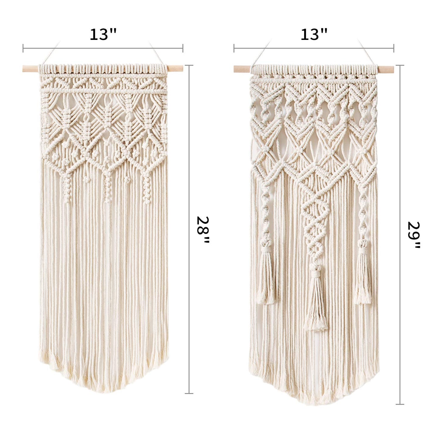 Macrame Woven Wall Hanging – Set of 2, Boho Geometric
