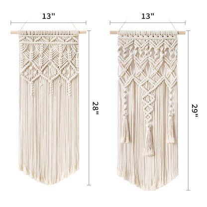 Macrame Woven Wall Hanging – Set of 2, Boho Geometric