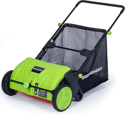 GreenSweep Pickup Pro V26 Push Lawn Sweeper 21-Inch Cutting Width 14 lb Manual Polypropylene Green GS-PP2V26