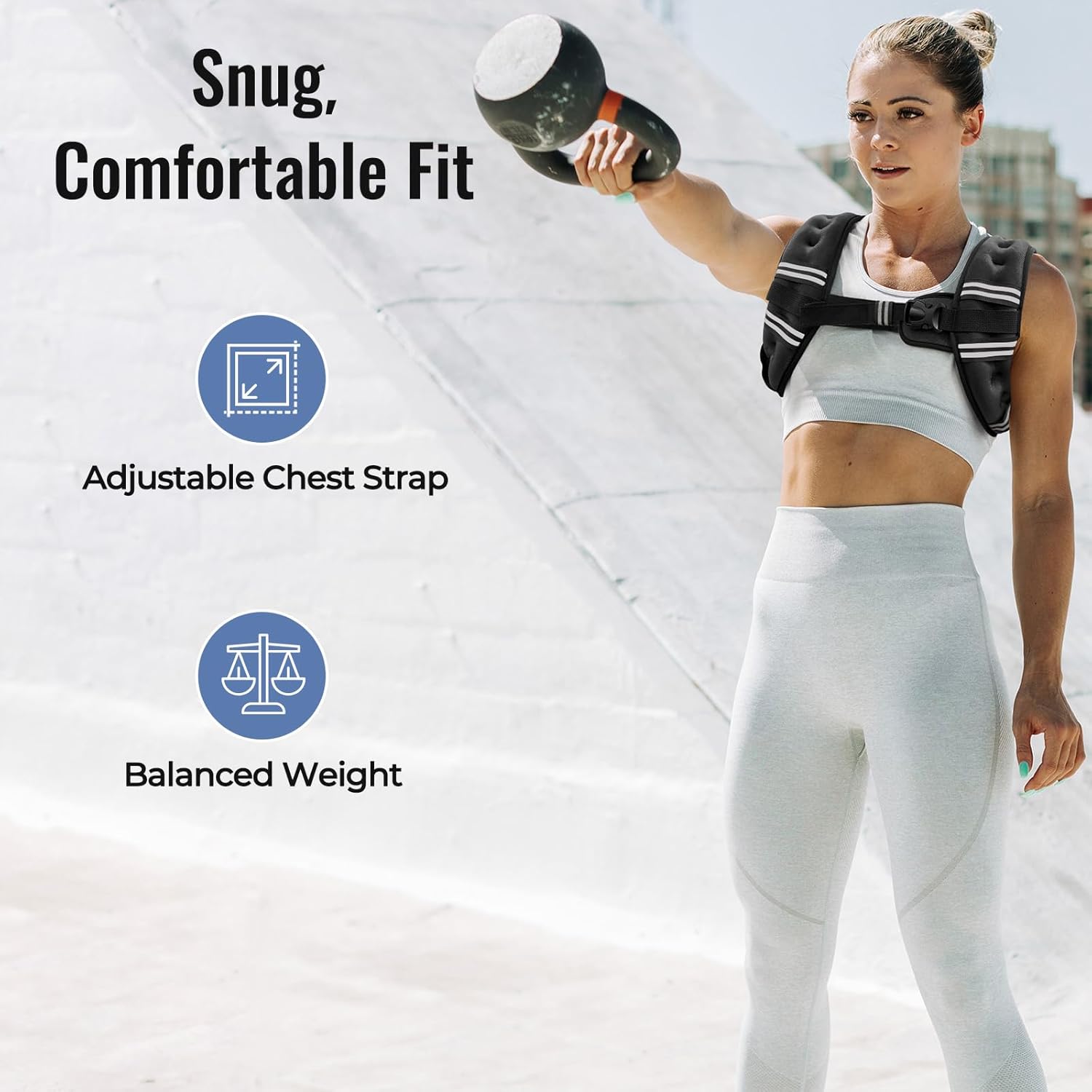 Zeerun Weighted Vest Reflective Stripe Adjustable Buckle Neoprene Rucking for Men Women Walking Running Strength Training