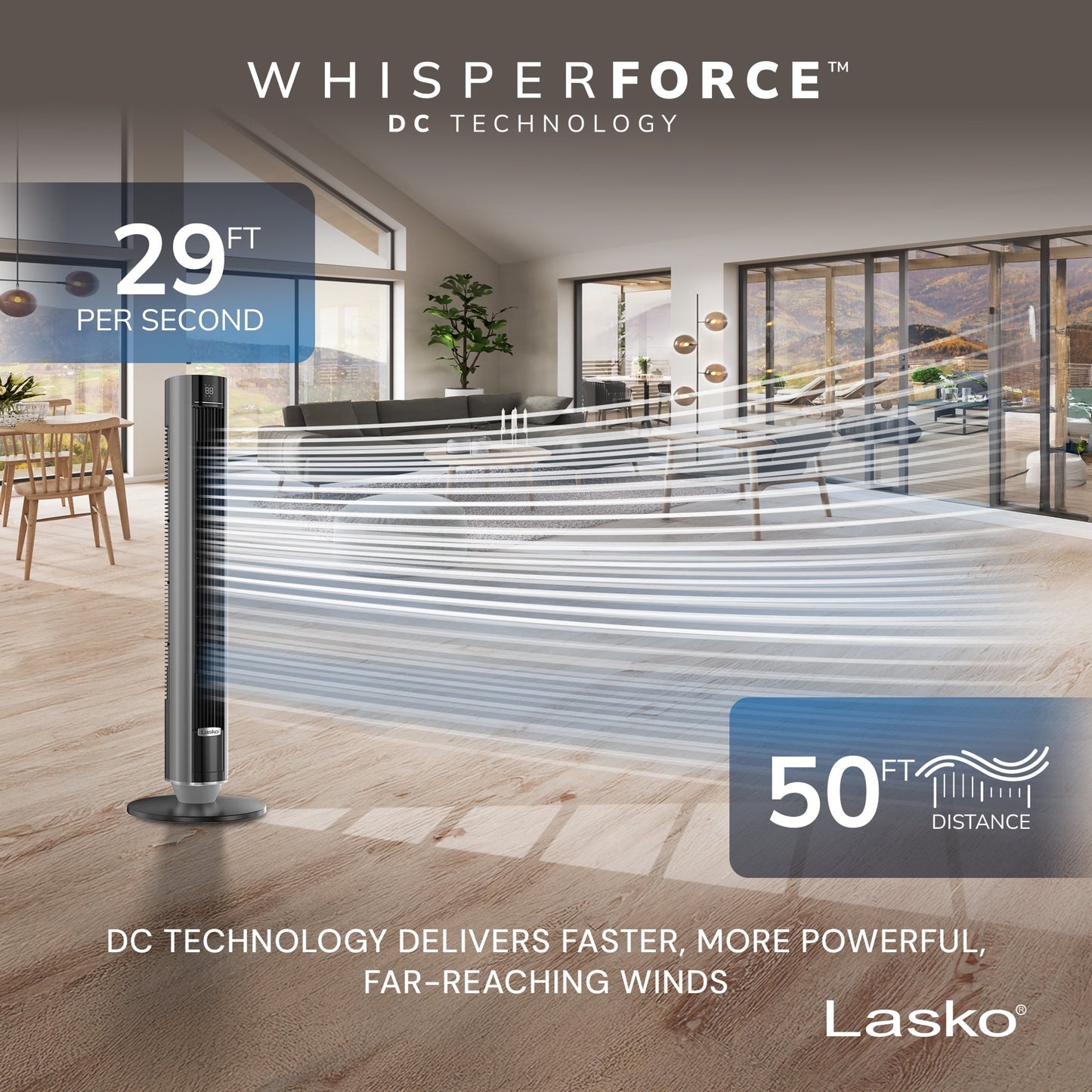 Lasko WhisperForce 40" 12-Speed Oscillating DC Tower Fan with Remote TDC401