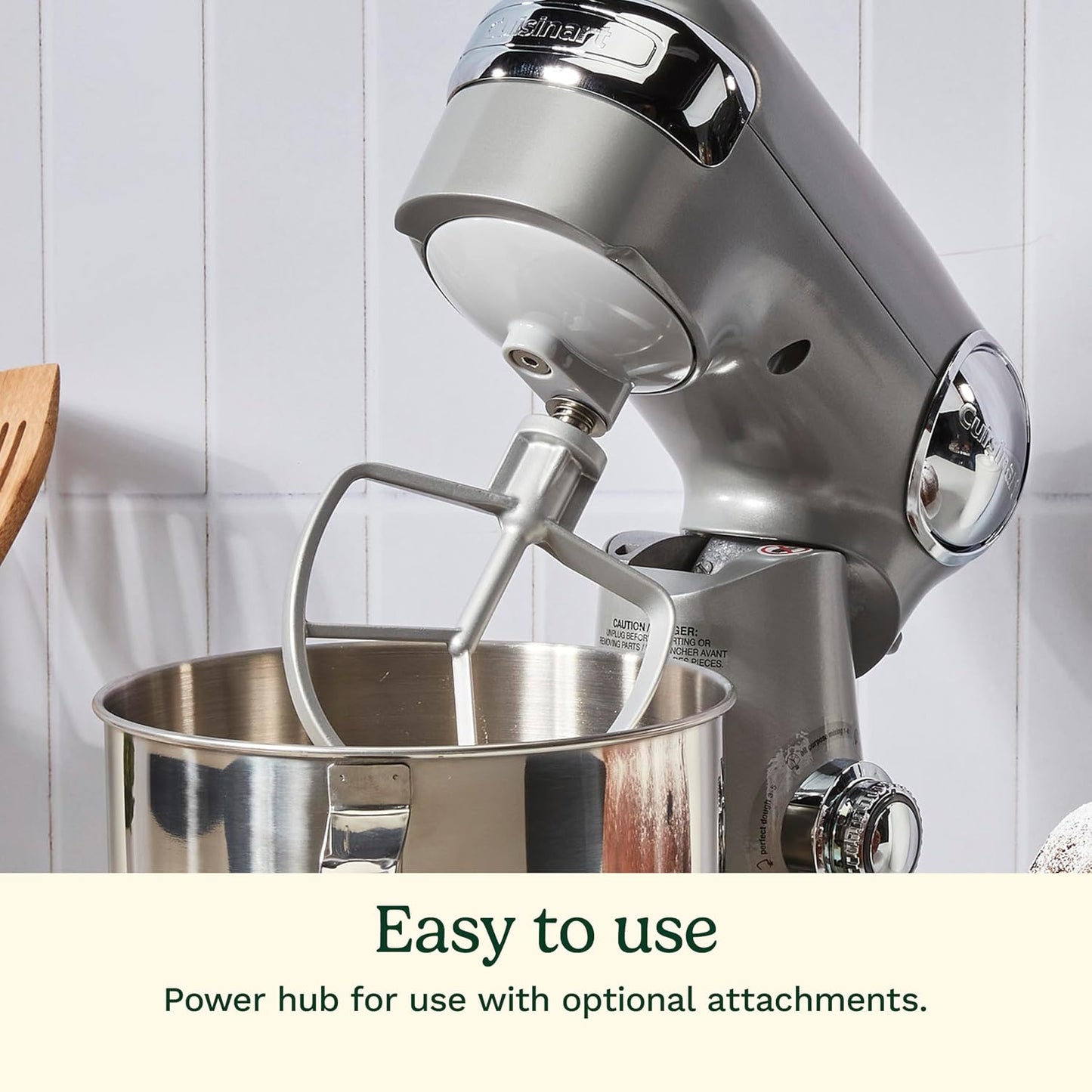 Cuisinart 5.5 Qt Stand Mixer 12-Speed 500W Tilt-Head Stainless Steel Bowl Whisk Dough Hook Paddle Splash Guard Silver Lining SM-50BC