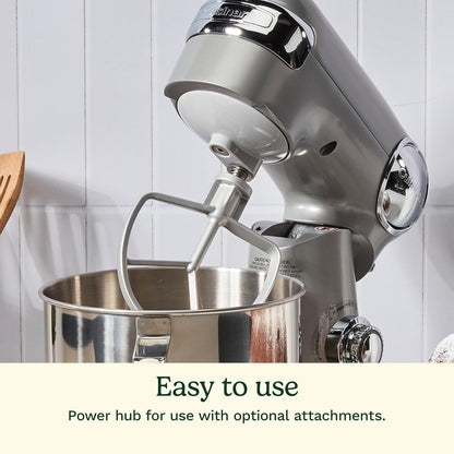 Cuisinart 5.5 Qt Stand Mixer 12-Speed 500W Tilt-Head Stainless Steel Bowl Whisk Dough Hook Paddle Splash Guard Silver Lining SM-50BC