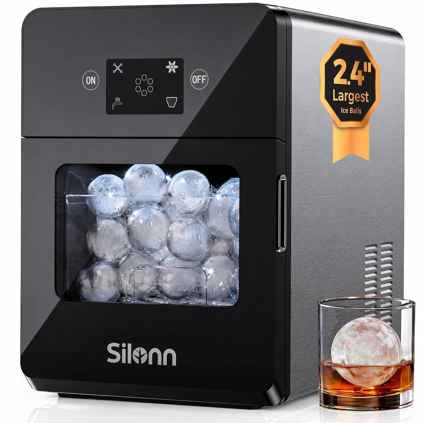 Silonn Nugget Ice Maker Countertop Chewable Pellet Ice Machine Self-Cleaning 36 lbs/Day Portable Black