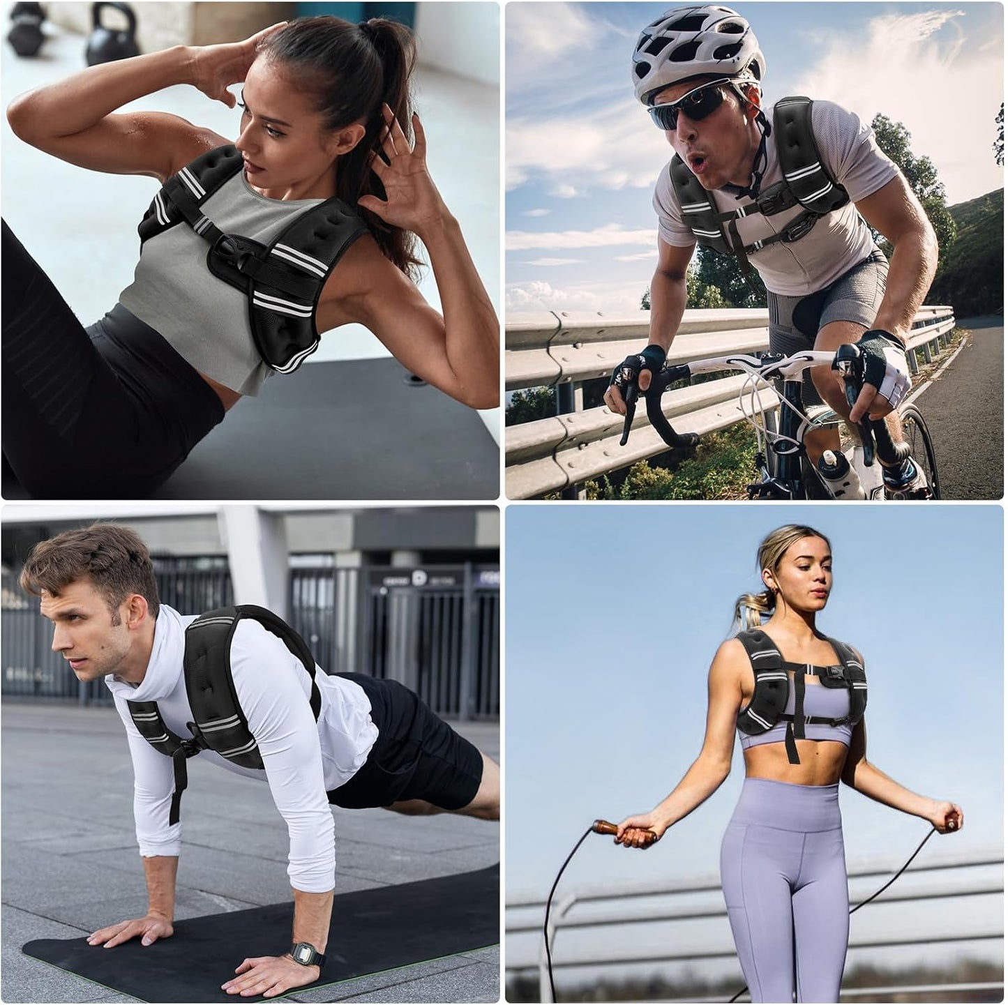 Zeerun Weighted Vest Reflective Stripe Adjustable Buckle Neoprene Rucking for Men Women Walking Running Strength Training