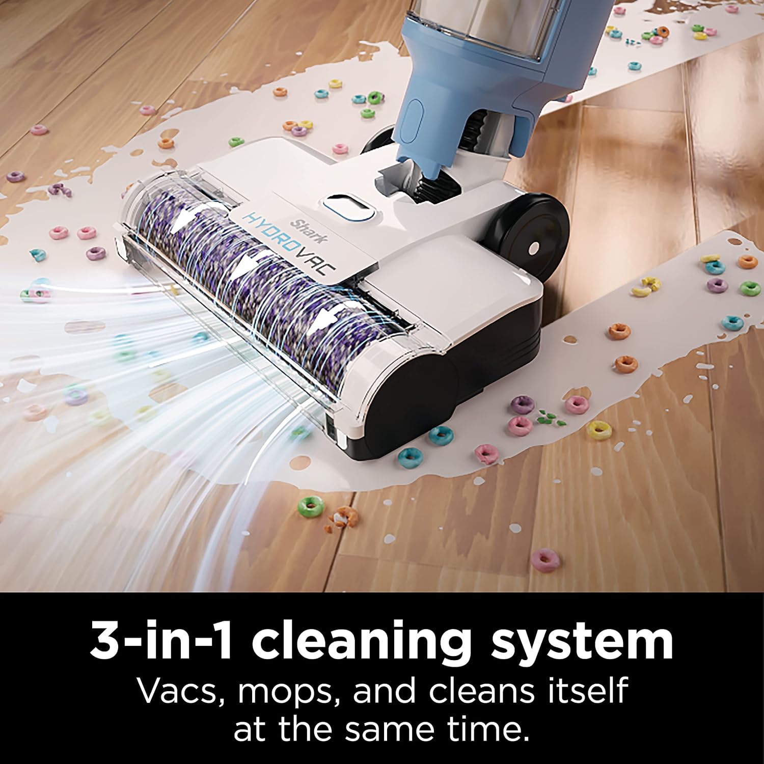 Shark HydroVac Cordless Pro XL 3-in-1 Vacuum Mop Self-Cleaning System Antimicrobial Brushroll Multi-Surface Hardwood Tile Area Rugs Blue WD201