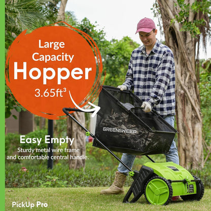 GreenSweep Pickup Pro V26 Push Lawn Sweeper 21-Inch Cutting Width 14 lb Manual Polypropylene Green GS-PP2V26