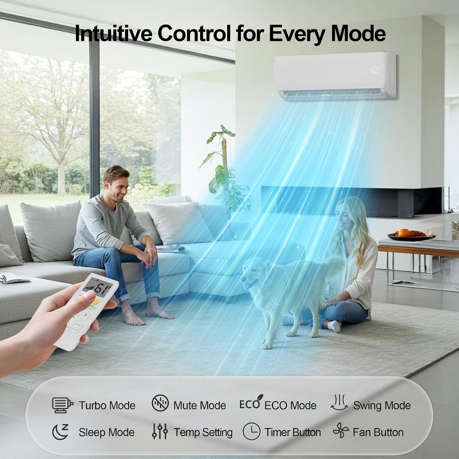 Mountman 9000 BTU Mini Split AC Heating System 19 SEER2 110/120V Ductless Inverter Heat Pump with Installation Kit