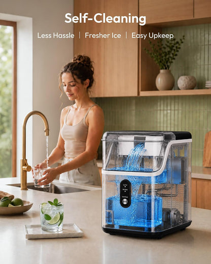 EUHOMY Nugget Ice Maker Countertop Chewable Pellet Ice Machine Self-Cleaning 35 lbs/Day Portable