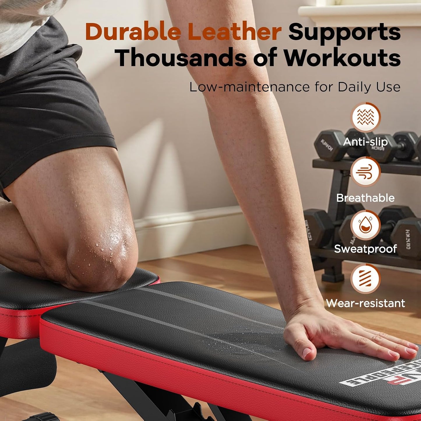 NICEPEOPLE Adjustable Weight Bench 660 lb Capacity 8 Backrest Positions Foldable Strength Training for Home Gym