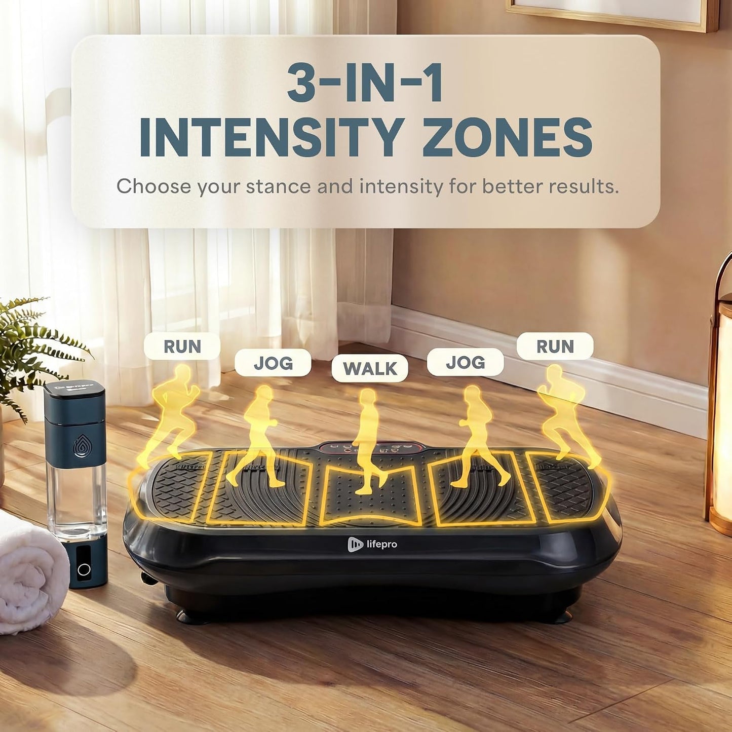 LifePro Waver Vibration Plate Exercise Machine 99 Speeds 10 Presets Resistance Bands Non-Slip 330 lb Capacity