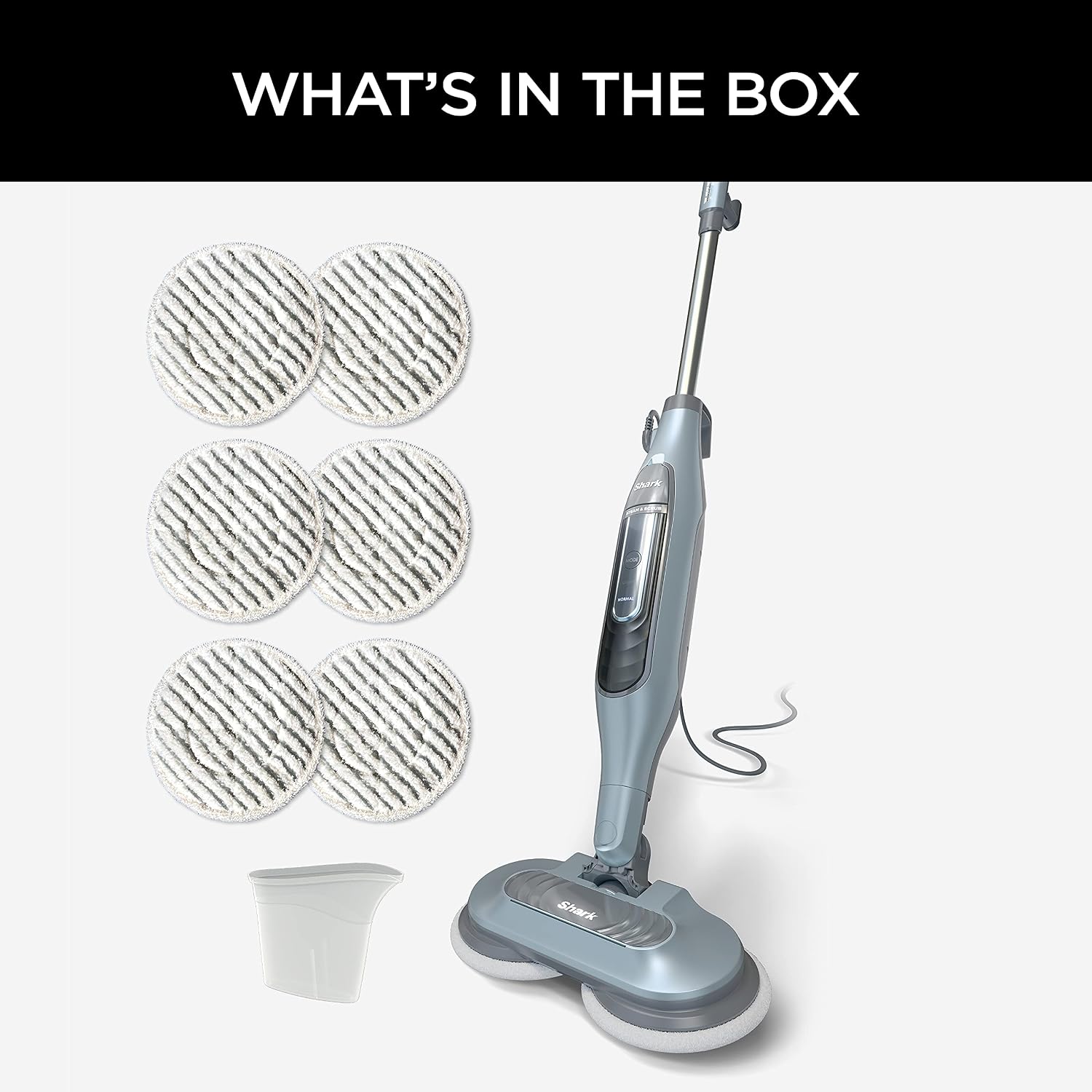 Shark Steam & Scrub All-in-One Scrubbing and Sanitizing Steam Mop 2 Steam Modes 1120W 22 ft Cord 7.7 lb Pure Water Blue S7000AMZ