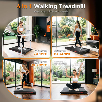 Mahrole 3-in-1 Walking Pad Vibration Plate Portable Under Desk Treadmill 400W