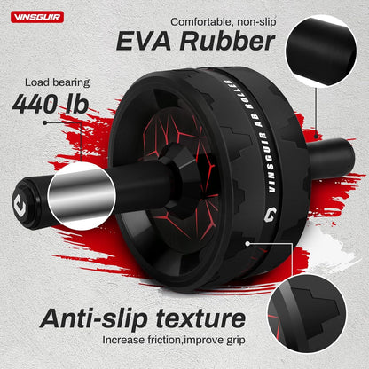VINSGUIR Ab Roller Wheel Dual-Wide Core Strength Trainer with Knee Pad 440 lb Capacity