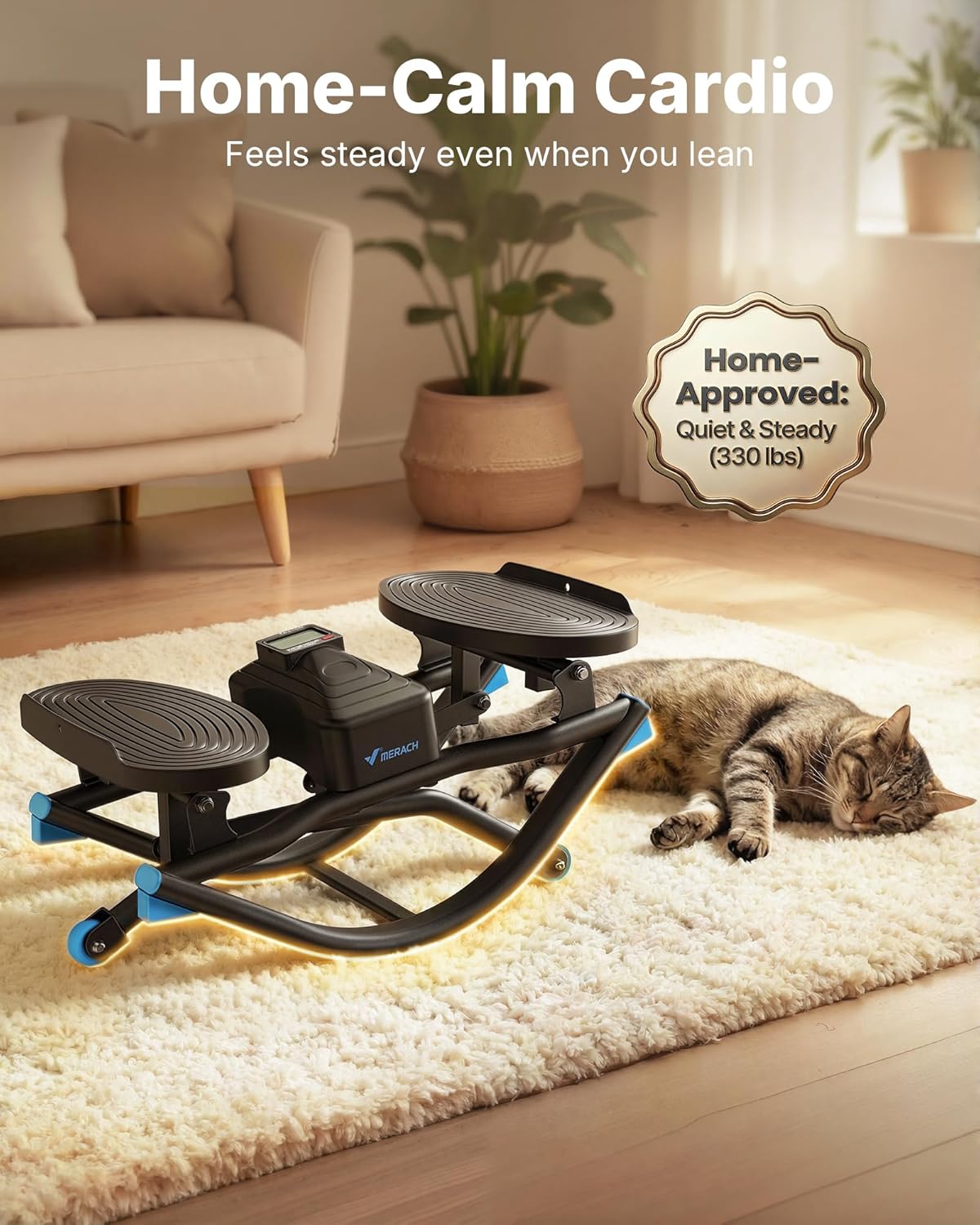 MERACH Rocking Stepper 3D Motion Balance Board with Resistance Bands 330 lb Capacity