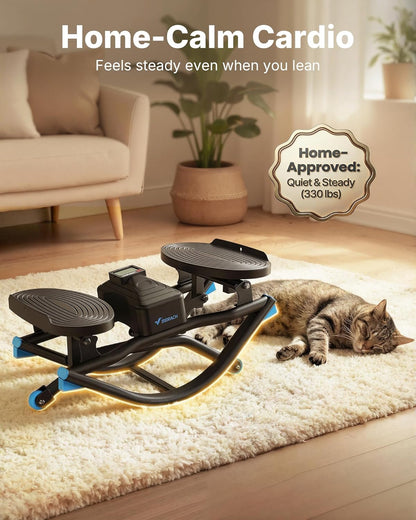MERACH Rocking Stepper 3D Motion Balance Board with Resistance Bands 330 lb Capacity