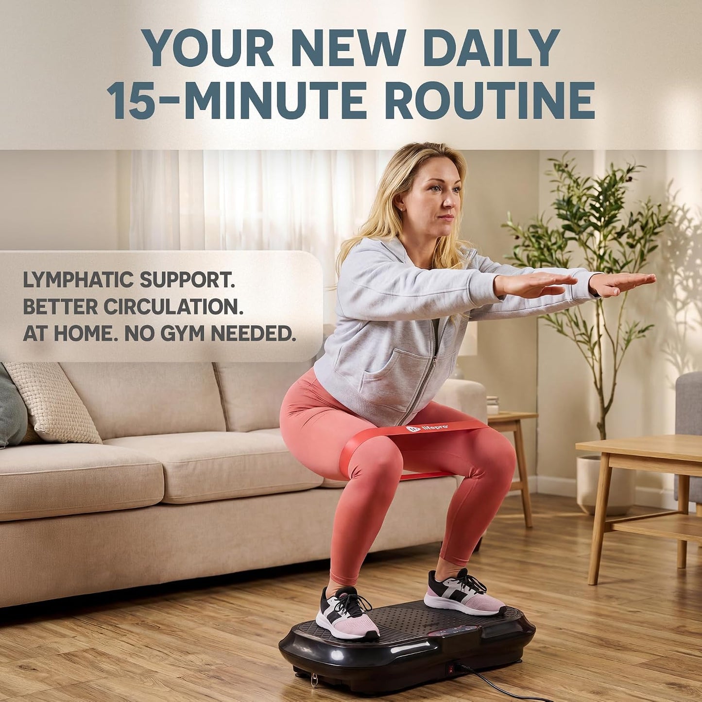 LifePro Waver Vibration Plate Exercise Machine 99 Speeds 10 Presets Resistance Bands Non-Slip 330 lb Capacity