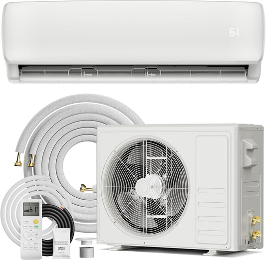 Mountman 9000 BTU Mini Split AC Heating System 19 SEER2 110/120V Ductless Inverter Heat Pump with Installation Kit