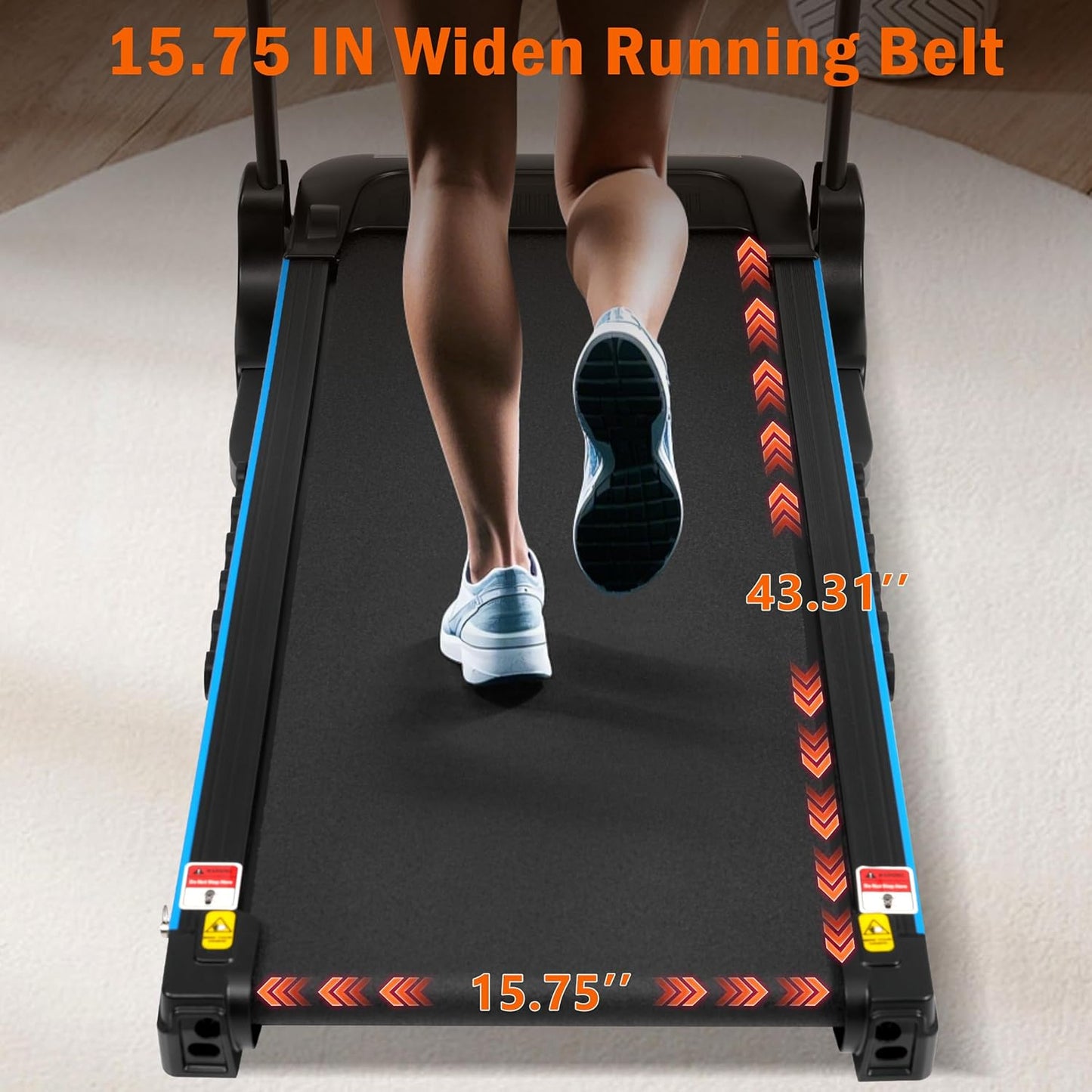 Incline Treadmill with 3.0 HP Motor 350 lb Capacity Auto-Folding Hydraulic System Black