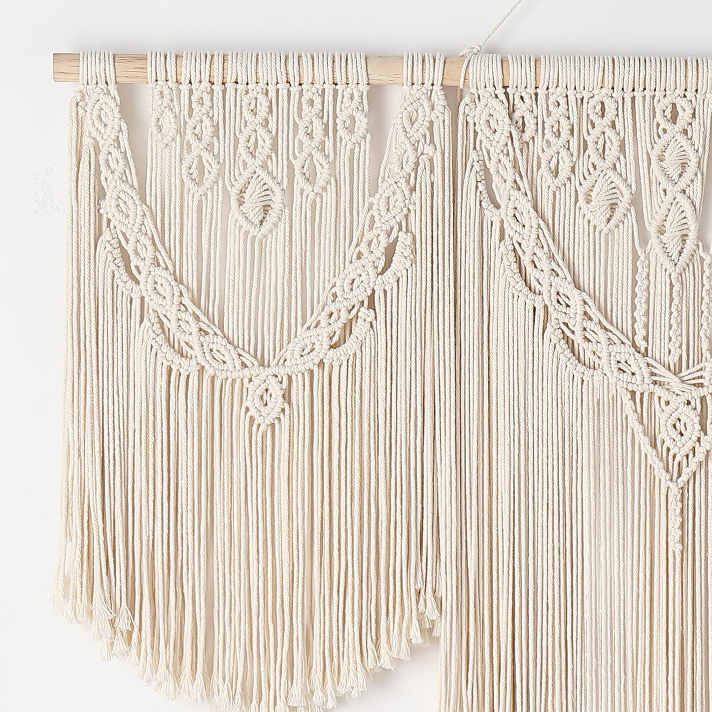 Mokof Large Macrame Wall Hanging Boho Tapestry Wall Art 43" x 32" Cotton Ivory