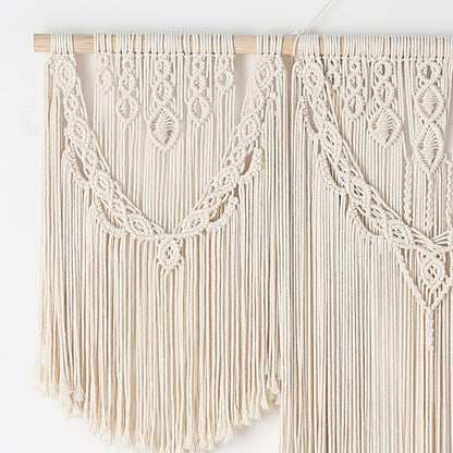 Mokof Large Macrame Wall Hanging Boho Tapestry Wall Art 43" x 32" Cotton Ivory