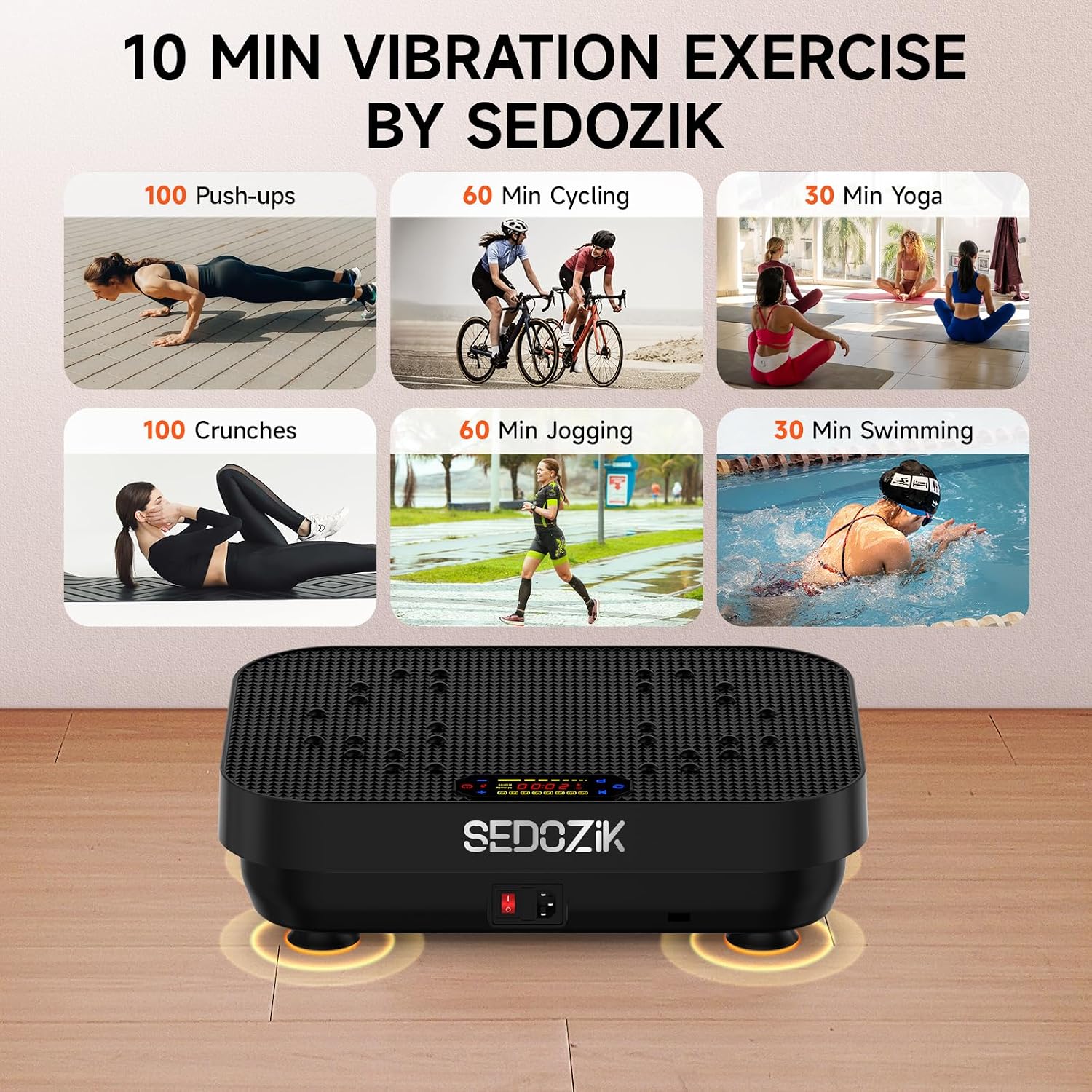 Vibration Plate Exercise Machine with Resistance Bands Bluetooth 450 lb Capacity Black